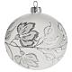 Bauble for Christmas tree, silver and white blown glass, 10cm s1
