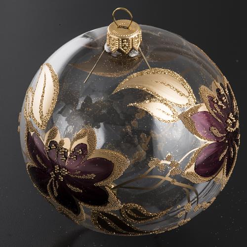 Bola de Navidad vidrio transparente, dorado y viola de 10cm 2