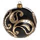Bauble for Christmas tree, black and gold blown glass, 10cm s1