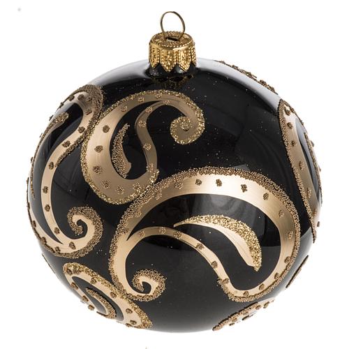 Bauble for Christmas tree, black and gold blown glass, 10cm 1