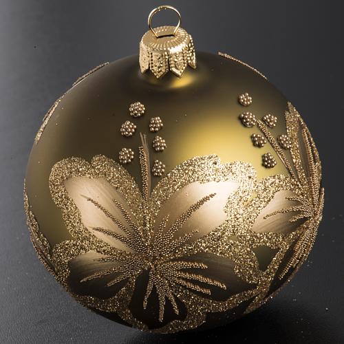 Palla Natale per albero vetro dorato fiore 8 cm 2
