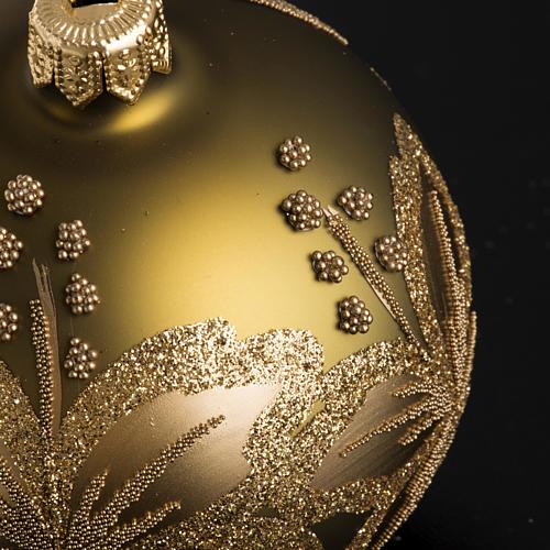 Palla Natale per albero vetro dorato fiore 8 cm 3