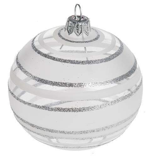 Bauble for Christmas tree in blown glass, silver 8cm 1