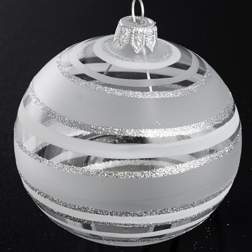Bauble for Christmas tree in blown glass, silver 8cm 2