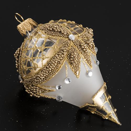 Bola de navidad forma de gota color plateado dorado 12x 8cm 2
