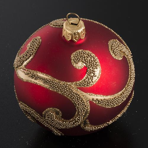 Bauble for Christmas tree in glass, red and gold 8cm 2