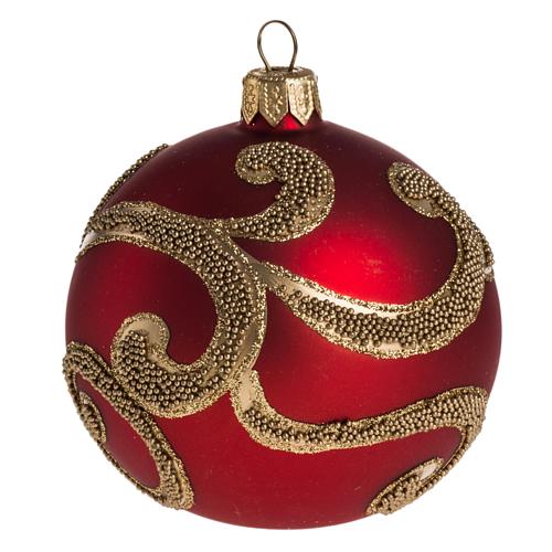 Bauble for Christmas tree in glass, red and gold 8cm 1