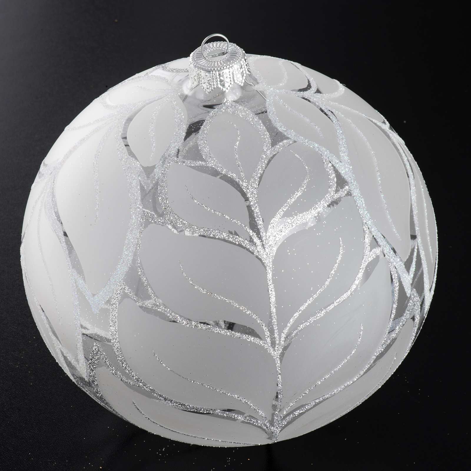 Weihnachtskugel Baum geblasenes Glas silbrig 15 cm