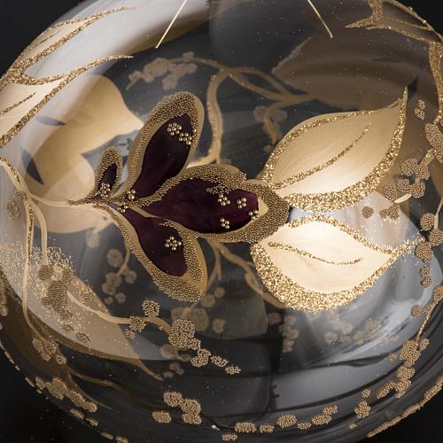 Bauble for Christmas tree in glass, transparent, gold, fuchsia 1 5