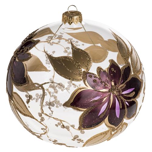 Bauble for Christmas tree in glass, transparent, gold, fuchsia 1 1