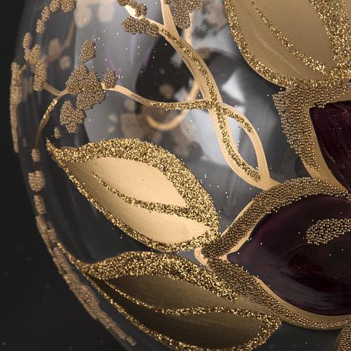 Bauble for Christmas tree in glass, transparent, gold, fuchsia 1 4