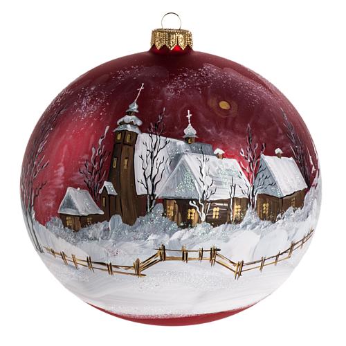 Boule de Noel paysage hivernal 15 cm 1