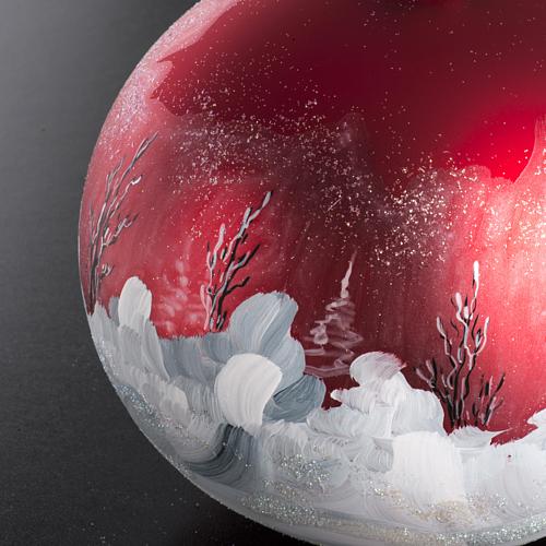Palla Natale per albero vetro dipinto paesaggio 15 cm 5