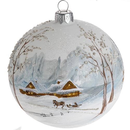 Boule de Noel paysage hivernal 10 cm 1