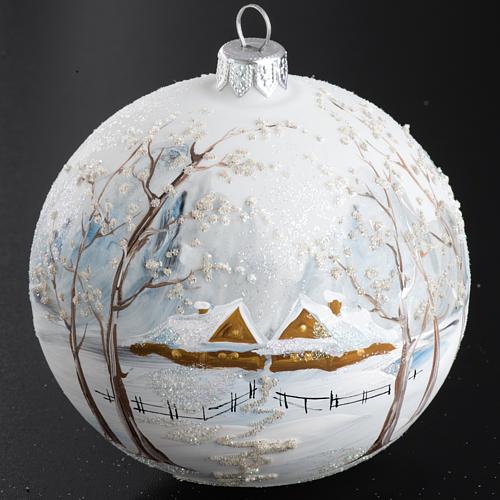 Boule de Noel paysage hivernal 10 cm 2