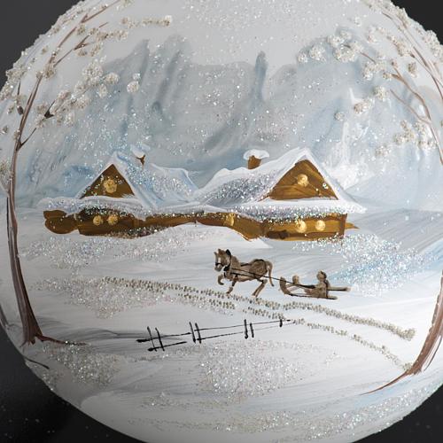 Boule de Noel paysage hivernal 10 cm 4