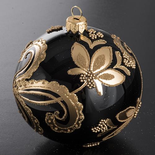 Bauble for Christmas tree in black glass with gold decoration 10 2