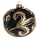 Bauble for Christmas tree in black glass with gold decoration 10 s1