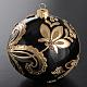 Bauble for Christmas tree in black glass with gold decoration 10 s2