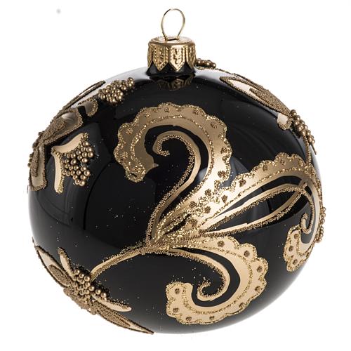 Palla Natale per albero vetro nero decori oro 10 cm 1