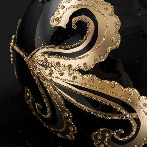 Bombka bożonarodzeniowa na choinkę szkło czarne złote dekoracje 10 cm 4