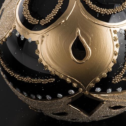 Bauble for Christmas tree in black blown glass and gold decorati 4