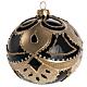 Bauble for Christmas tree in black blown glass and gold decorati s1