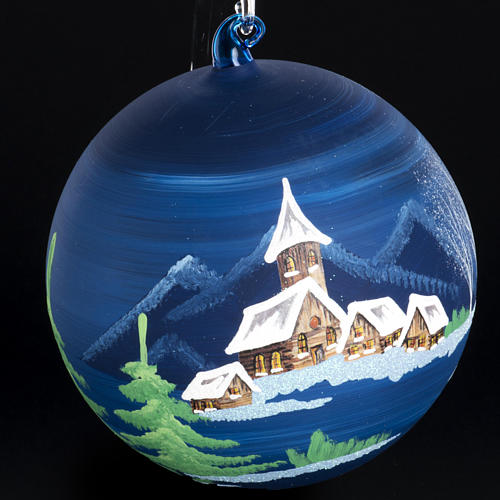Palla Natale albero paesaggio vetro soffiato 14 cm 3