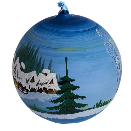 Palla Natale albero paesaggio innevato vetro 14 cm 1