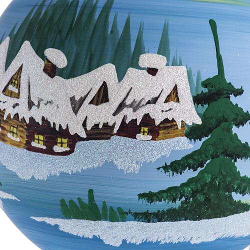 Palla Natale albero paesaggio innevato vetro 14 cm 2
