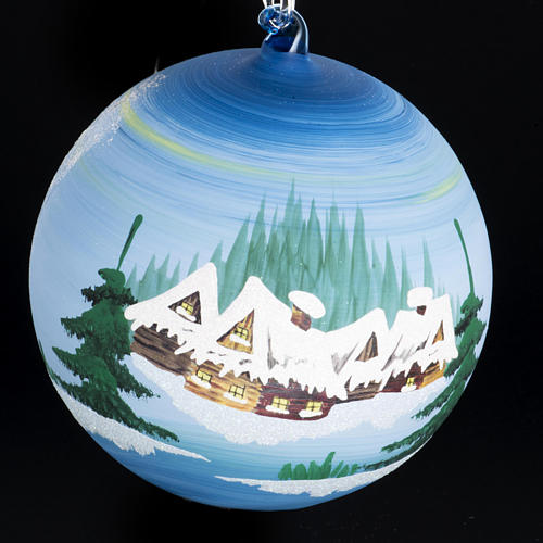 Palla Natale albero paesaggio innevato vetro 14 cm 4