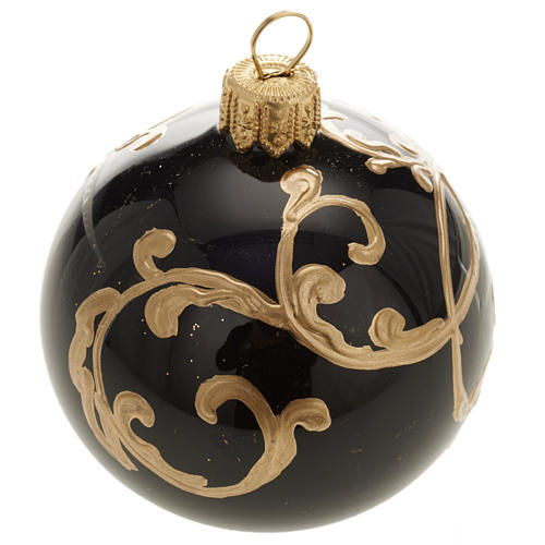 Bauble for tree in black glass and gold decoration 6cm 1