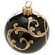 Bauble for tree in black glass and gold decoration 6cm s1
