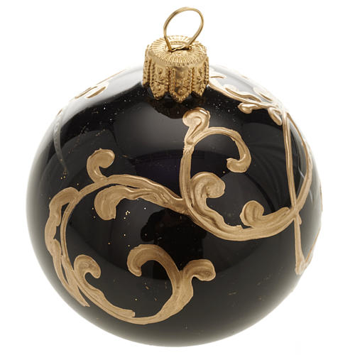 Decoro per Albero Natale, palla nero decori oro 6 cm 1