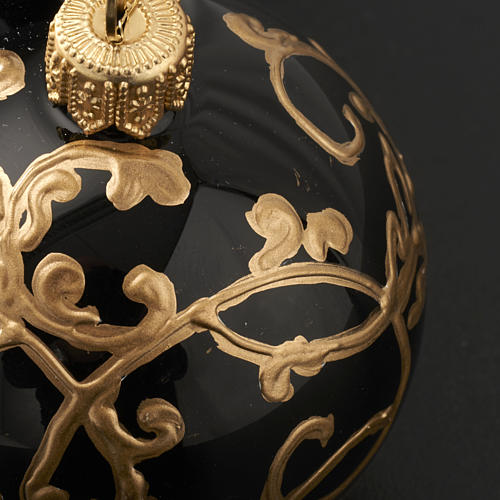 Decoro per Albero Natale, palla nero decori oro 6 cm 3