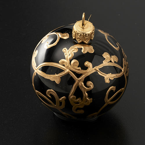 Bauble for tree in black glass and gold decoration 6cm 2