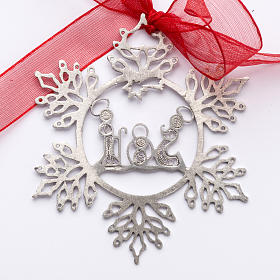 Christmas tree decoration in 800 silver, nativity and star