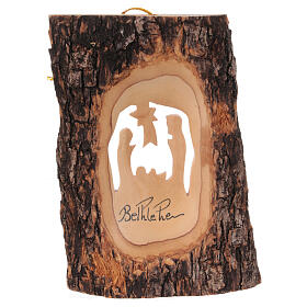 Christmas tree decoration in Holy Land olive wood, trunk with na