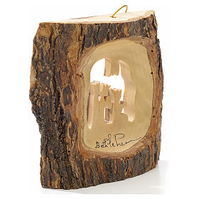 Christmas tree decoration in Holy Land olive wood, trunk with Wi