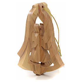Christmas tree ornaments in wood and pvc: Christmas tree decoration in Holy Land olive wood, bell and ange