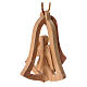Christmas tree decoration in Holy Land olive wood, bell and ange s2