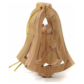 Christmas tree ornaments in wood and pvc: Christmas tree decoration in Holy Land olive wood, bell and ange