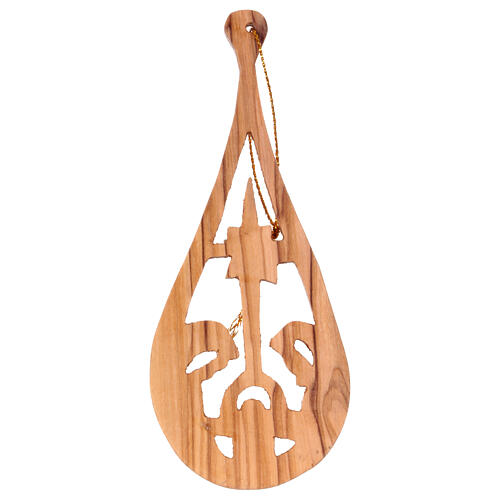 Christmas tree decoration in Holy Land olive wood, drop with nat 2