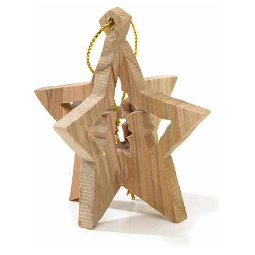 Christmas tree decoration in Holy Land olive wood with star 1