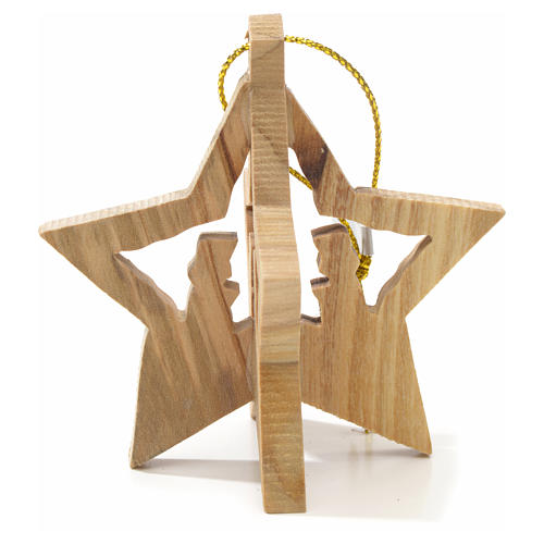 Christmas tree decoration in Holy Land olive wood with star 2
