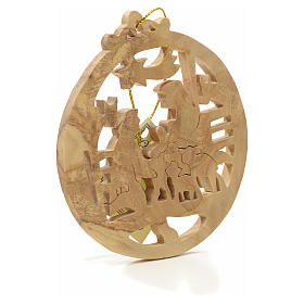 Christmas tree decoration in Holy Land olive wood, round