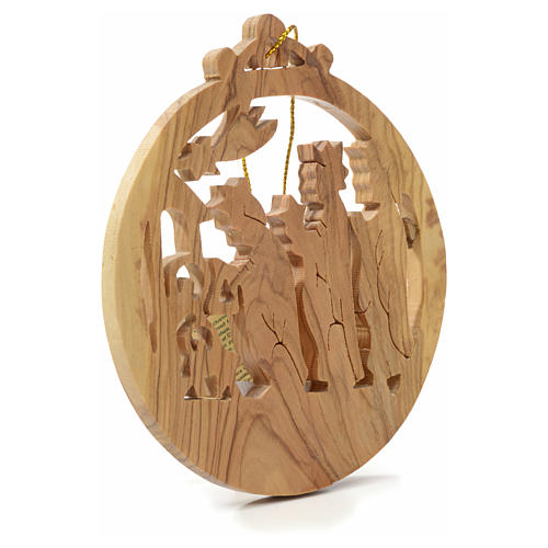 Schmuck Weihnachtsbaum Olivenholz mit Heiligen Königen im Kreis 2