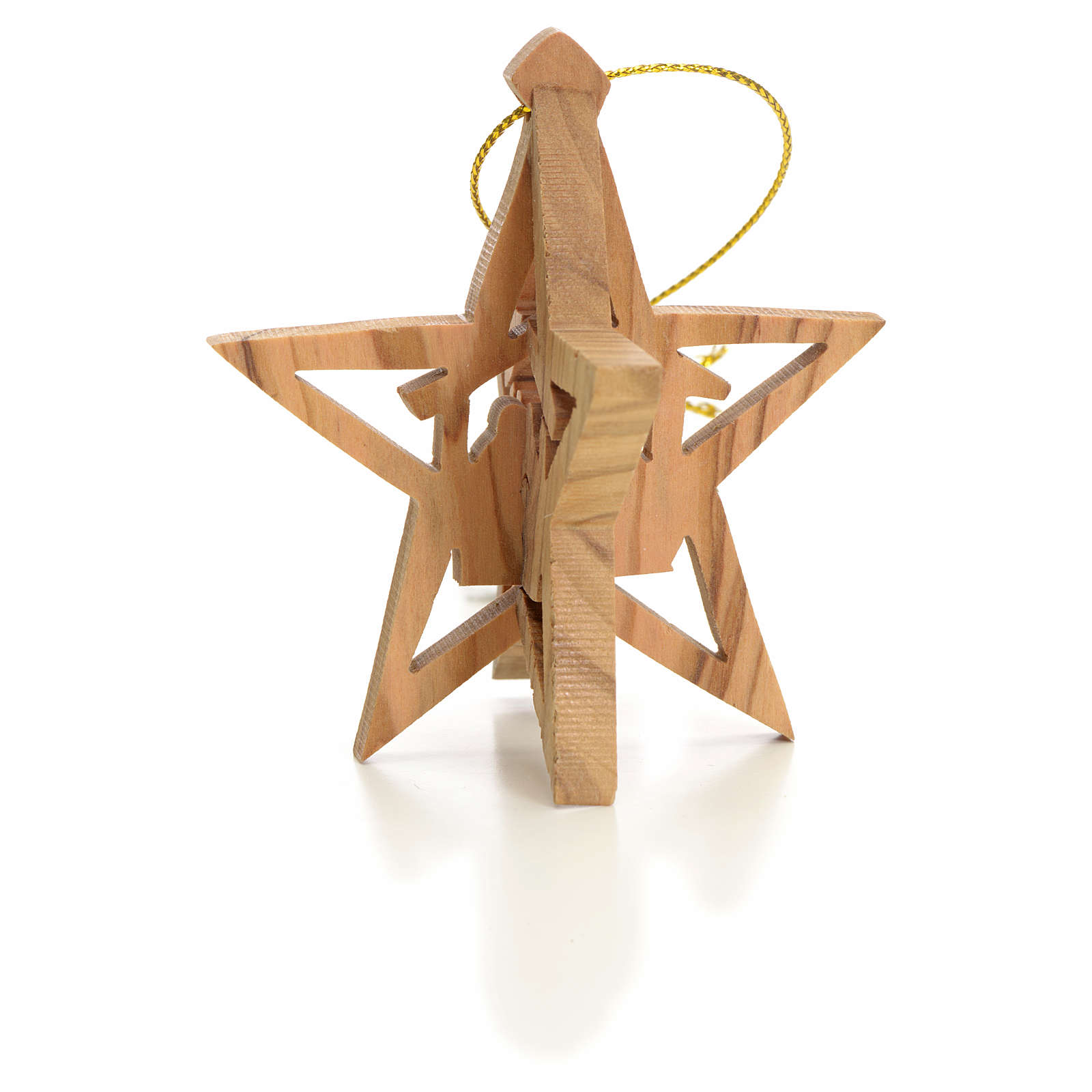 Christmas tree decoration in Holy Land olive wood star with Wise