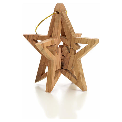 Christmas tree decoration in Holy Land olive wood star with Wise 1