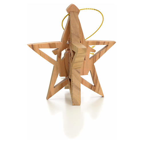 Christmas tree decoration in Holy Land olive wood star with Wise 2
